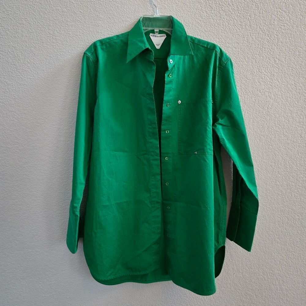 Bottega Veneta Long Sleeve Button Down - Parakeet Green - Size M